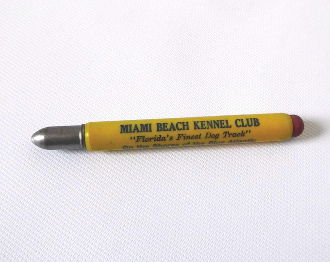 Miami Beach Kennel Club advertising pencil. Greyhound racetrack advertisement. 1960.