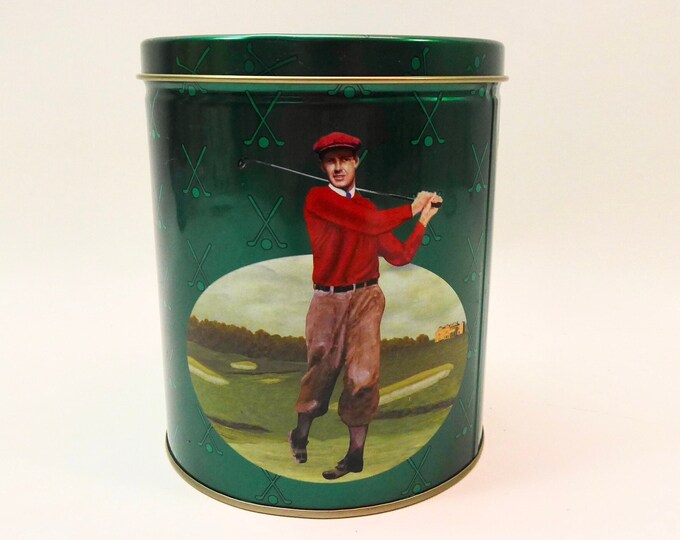 Golfeurs vintage. Boite biscuit métal vintage. Maurice Lenell Cooky Co. USA. 1998.