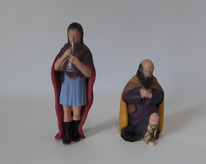 Vintage nativity scene character. Vintage Shepherd. Molded plastic. 1960. Santon.