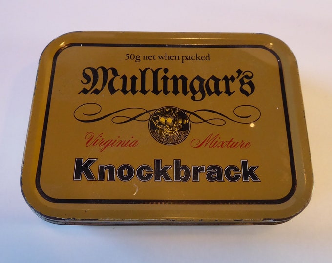 Mullingar's Knockbrack tobacco box. Metal. Hipster. Vintage advertising. Tobbacciana. Advertising box. Smoking collection. Year 50