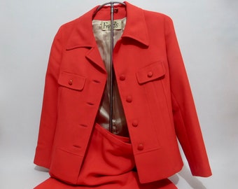 Fraid's jacket and skirt set, red/coral pink, Mod's 1960.
