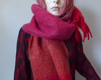 Large Benetton scarf. Wool and mohair scarf.