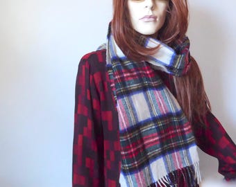 Stewart Dress tartan scarf. Johnstons of Elgin. Scotland. 100% wool.