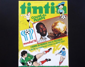 Tintin newspaper. Football. World Cup. Mundial 78. Argentina. Bare. Hergé. 33rd year n.143. 6 June 1978. French edition. Submarine.