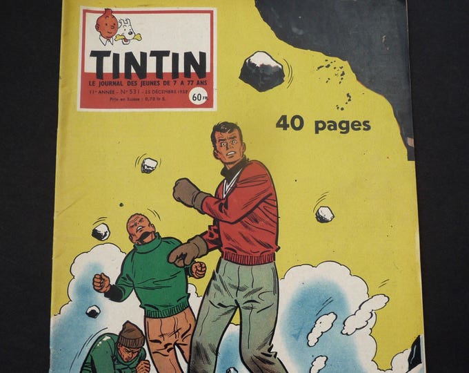 Journal Tintin.Montagne. Alpinisme. Hergé. 11è année n.531. 25 décembre 1958. Édition française.Tintin au Tibet. Pie Xll. Comic fifties.