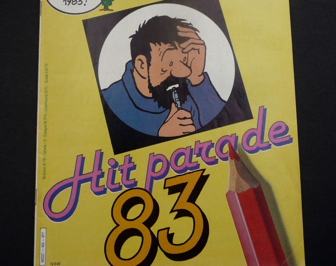 Tintin Journal. Hit parade 83. 38th year n.19. 10 May 1983. Belgian edition. Captain Haddock. Vote. Knight of the Middle Ages. Hergé. Referendum