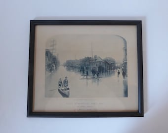 Flood in Montreal, April, 1886. St. James street. Published by the George Bishop Eng. Framing collotype publication 1886. Photo Montreal
