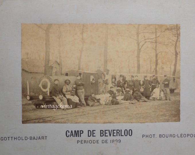 Large Sepia Photograph Supply Train. Beverloo Camp. 1899. Military Camp. 19th Century Train. Militaria
