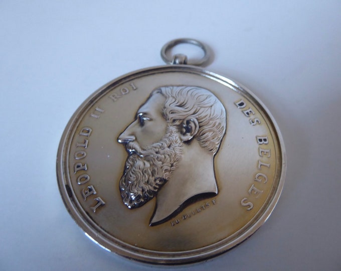 Honorary medal 1886. 2nd Prix de Rome. Painter Jean Joseph Herman Richir. Engraver Medal ed. Geerts. Portrait Leopold ll.