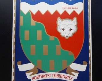 Vintage Coat of Arms Province Canada. Northwest Territories Poster. Heraldry. Emblem. Fox Head. Shield