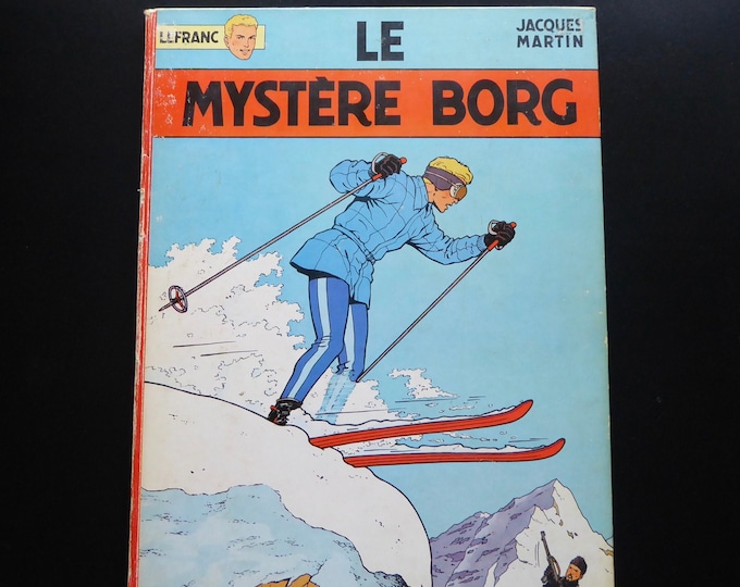 Tintin newspaper. EO 1965. Lefranc. The Borg mystery. Casterman. Winter. Alps. Snow. Vintage skiing. Venice. Sixties comics.