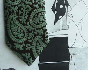 Altea Milano tie woven brocade dark brown and mint green
