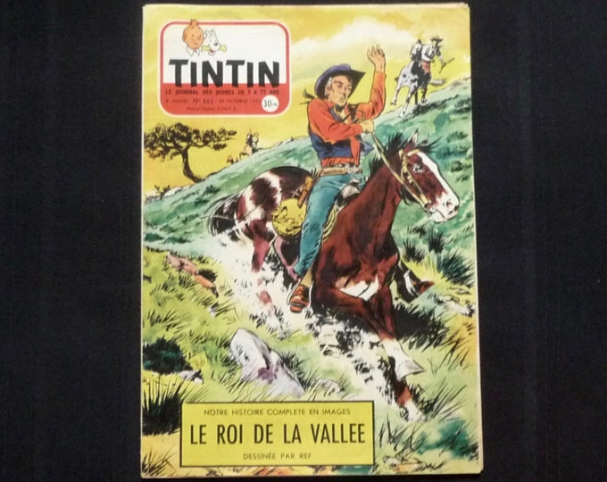 Journal Tintin. Hergé. Édition française. 8è année.20 octobre 1955. n.365. Tintin actualités. Cheval. Cow boy. Conquète de l'ouest.