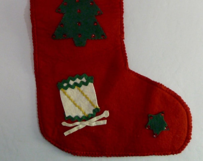 Christmas decoration stocking Christmas sock 50s felt and sequins handmade stephen