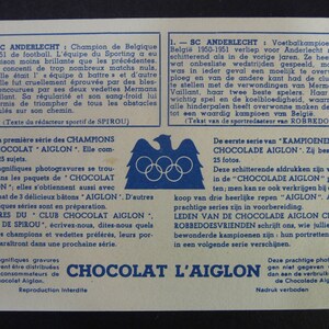 SC Anderlecht. Belgian Champions 1950-51. Division of Honour. Aiglon Chocolate Club. 1950s Football. Football Photogravure. Soccer image 5