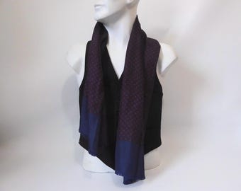 Royal blue and burgundy natural silk scarf. Hand-printed. 1960.
