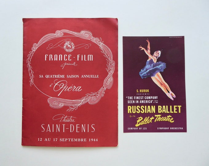 France-Film. Opera program Montreal September 1944. Advertising insert RUSSIAN BALLET.