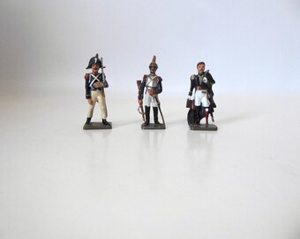 3 Starlux soldiers 1st Empire. Metal figurine. General Dausmenil. Cuirassier. Gunner. 1960.
