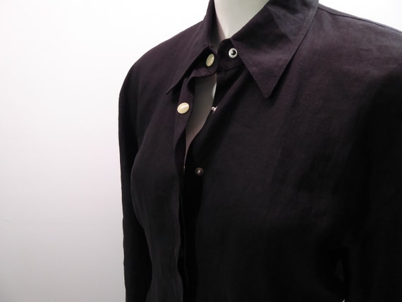 Claude Montana black linen shirt dress. Paris. 19… - image 6