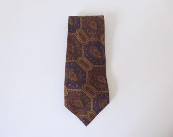 Vintage gold, mauve, and brown pure silk Abercrombie & Fitch tie. Year 1990.
