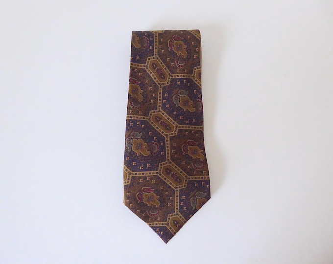 Vintage purple brown pure silk tie Abercrombie & Fitch. Year 1990.