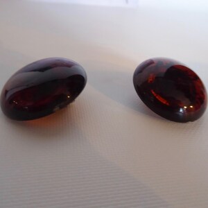 Round earrings bulging amber plastic. Translucent brown vintage clip. Year 50 Fashionista. image 5
