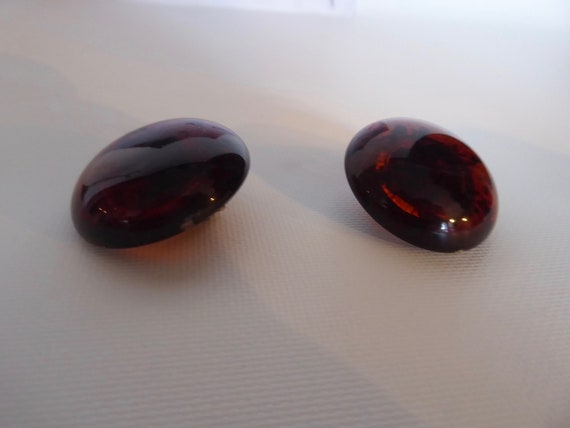 Round earrings bulging amber plastic. Translucent… - image 5