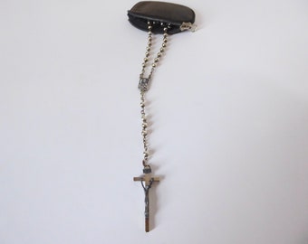 Rosary of the Holy Virgin. Chromed metal ball beads. 1960. Italy. Vintage rosary.
