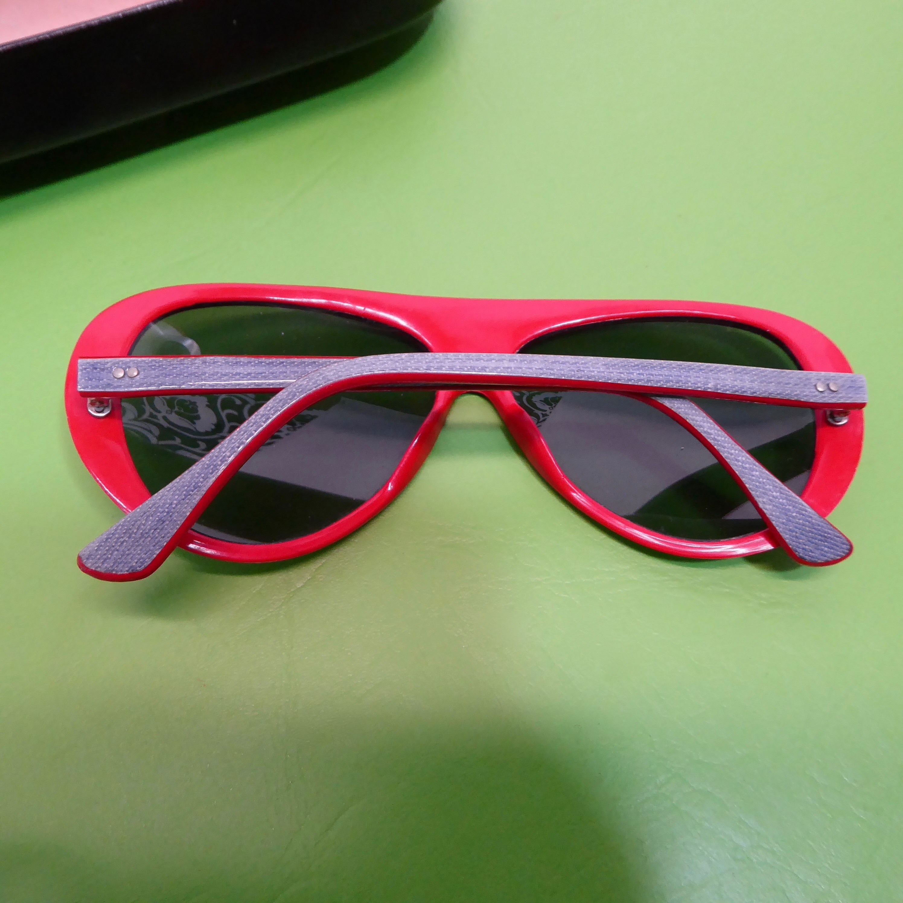 vintage sunglasses unisex. Blue denim and Red print. Aviator style ...