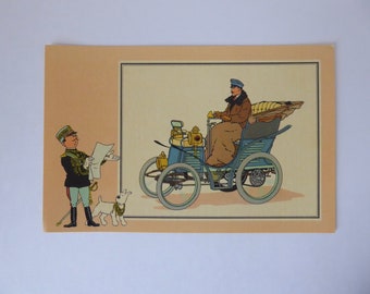 Tintin. Chromo Tintin. See and Know. Hergé. 1955. Automobile. Series 8. N.59. Fiat 1899. Vintage car. Antique automobile
