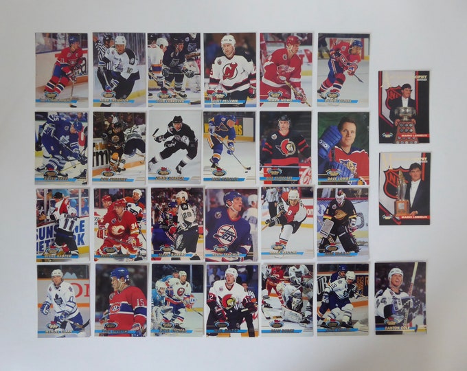 Topps Stadium Club Hockey Card Lot. 1993-94 Season. Mario Lemieux. Guy Carbonneau. Montreal Canadiens. Paul Dipietro. Vintage Hockey.
