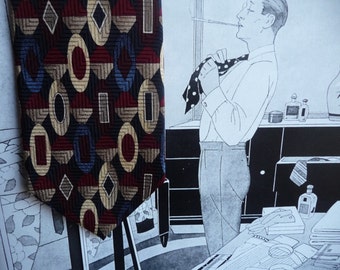 Vintage Pierre Balmain couture silk brocade tie in Art Deco style