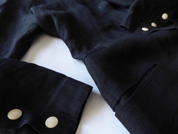 Claude Montana black linen shirt dress. Paris. 19… - image 8