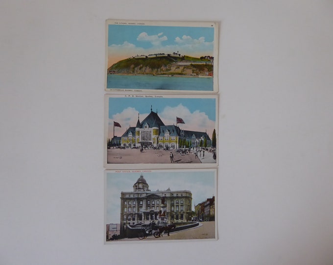 Québec Lot carte postale vintage. 1920. Station CP. La citadelle de Québec. Bureau de poste Québec. Gare de québec 1920.