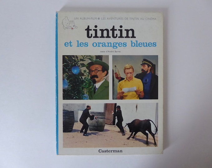 Tintin and the blue oranges. Original edition 1965. Vintage film. Tintin in the cinema.