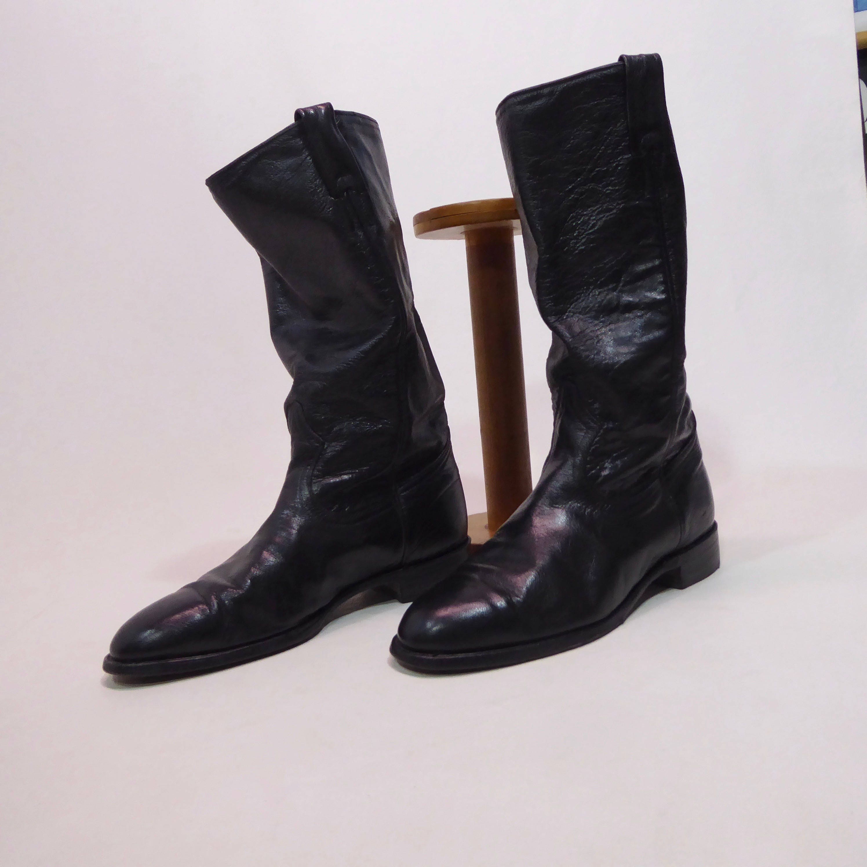 black leather boots 1970. unisex. made in Canada. Male 7 1/2 . classic ...