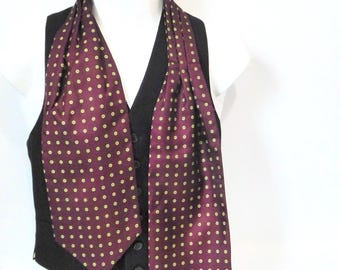 Dark burgundy red pure silk lavallière. Aquascutum of London. 1980. Ascot vintage.