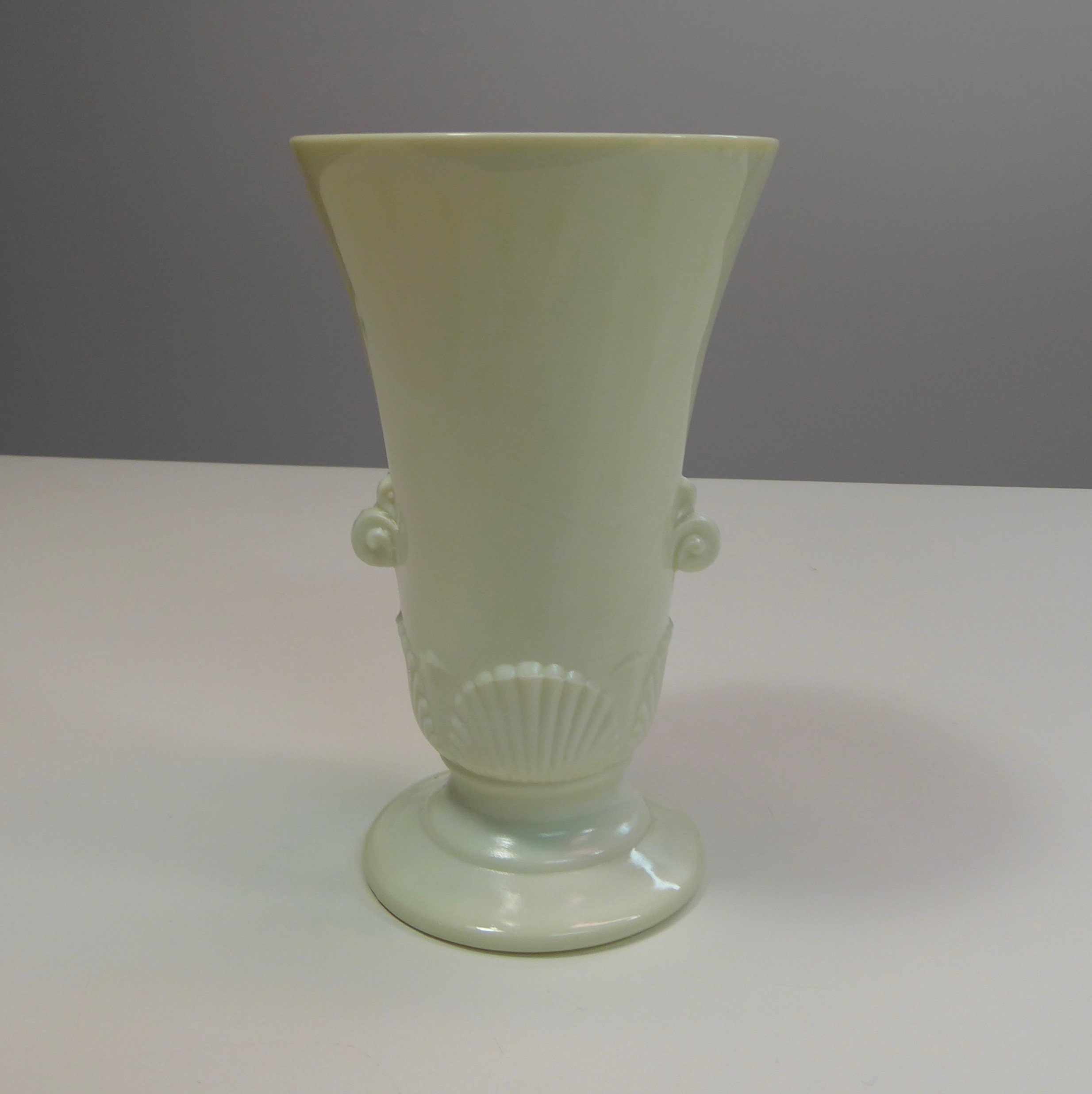 Art Deco White Vase White Pressed Glass Depression Glass Milk Glass Late 1930 Flower Vase