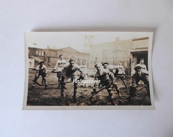 Photo of the Jock St. Henri hockey team. Black and white print. Late 1940s. Vintage sport. Montreal sports team. Quebec hockey.