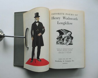 Favorite poems of Henry Wadsworth Longfellow. Doubleday. 1947. First edition. Vintage book. Illustration Edward Wilson.