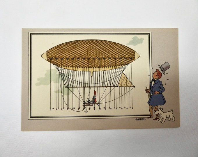 Tintin. Chromo Tintin. See and Know. Hergé. Aerostation. Series 1. N.5. Henri Giffard's first steam airship.