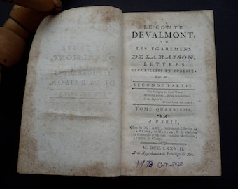 The Count of Valmont or the Misguidedness of Reason. Vol. 4. 1778. Paris. Moutard, printer-bookseller to the queen. Rare Book.