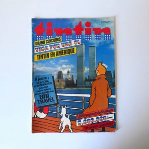 Journal Tintin. Grand concours Visa For USA 1981. Tintin en Amérique. 36è année. No4. Comic vintage.