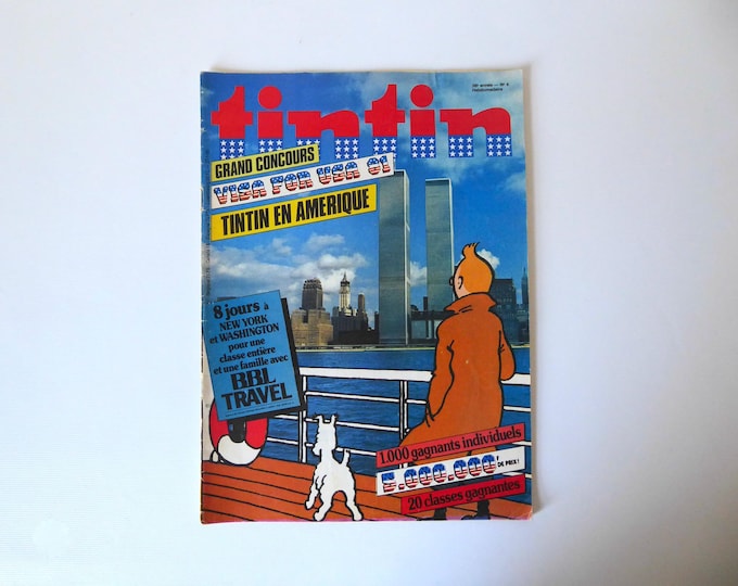 Tintin magazine. Grand Visa For USA competition 1981. Tintin in America. 36th year. No. 4. Vintage comic.