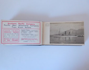 Línea Union Castle. Tarjeta postal de recuerdo N.2. África del Sur y Oriental. Folleto postal de recuerdo de escenas cotidianas a bordo. 1905-1910.