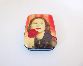 Vintage actress collection metal box from the 1950s.