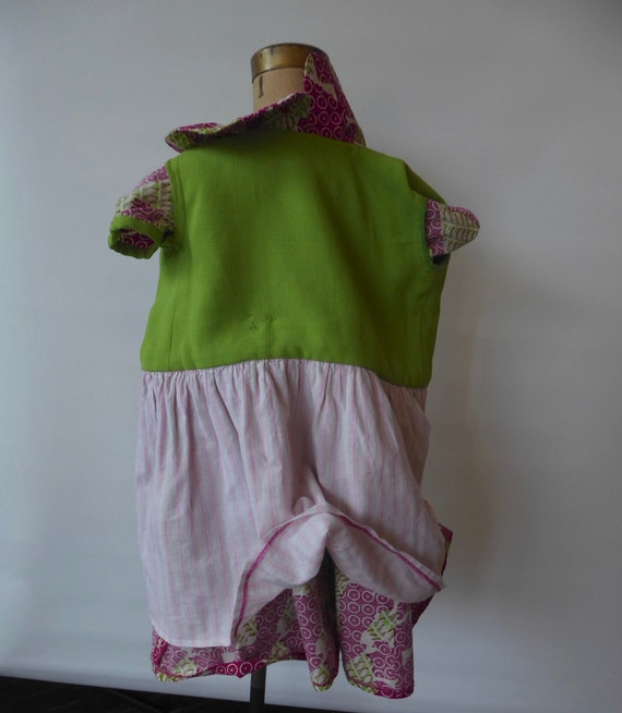Girl dress green and pink fushia African print fa… - image 9