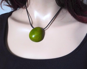 Green tagua pendant.