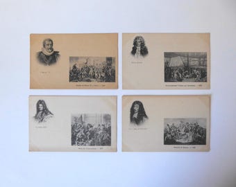 Lot of Precursor-type postcards. 1900. Louis XVI. Henri IV. The Great Condé. Duquesnes. Military.