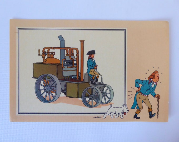 Tintin. Chromo Tintin. See and Know. Hergé. 1955. Automobile. Series 7. N.6. Fourness steam engine.